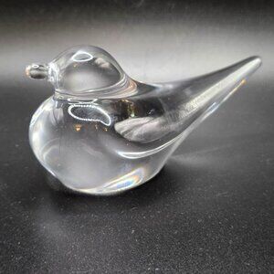 Daum France Bird Figurine Crystal Long Tail Bird Dove Paperweight Signed MCM